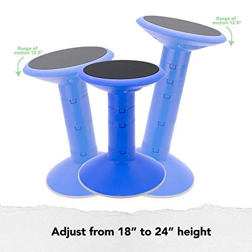 Image of Storex Active Tilt Stool - Ergonomic Seating for Flexible Office Space and Standing Desks, Adjustable 12-24 Inch Height, Blue (00321A01C)