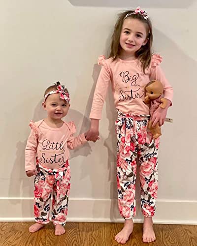 Newborn Baby Girl Clothes Big Sister Little Sister Matching Outfits Infant Romper Floral Pants Toddler Girls 3Pcs2