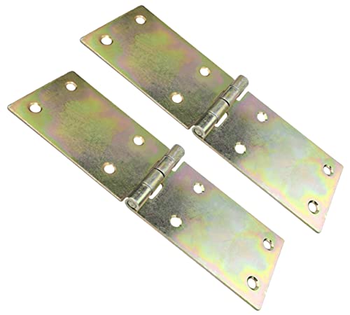 AERZETIX - C57920 - Juego de 2 bisagras universales rectangulares 150x45mm con 8 agujeros - elemento de unión para carpintería - en acero galvanizado amarillo