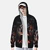 Zip Up Hoodie for Men Women - fire Black Dragon Long Sleeve Hooded Sun Shirt Men Women with Pockets, Black, 3XL #3
