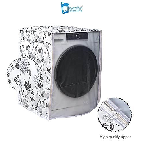Image of Classic Front Load Washing Machine Cover Suitable for Bosch 5.5 Kg & 6 Kg (50cmsX63cmsX81cms, Half White & Grey)