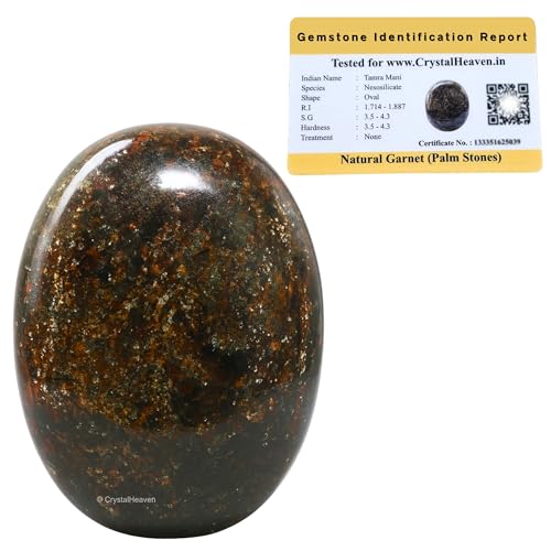 Image of Crystal Heaven Certified Garnet Crystal Palm Pebbles Stones For Anxiety Stress Relief Massage - Aaa Grade Original Healing Gemstone Agate Palm Stone For Yoga Meditation Spiritual Reiki Feng Shui