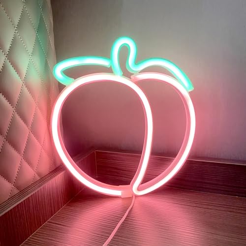 Image of Peach LED Neon Light Sign Handmade Lamp for Wall Room Party Home Bar Art Christmas Bedroom Table Wedding Party Desktop Decoration Teen Kids Birthday Holiday Gift USB Powered(Coral)