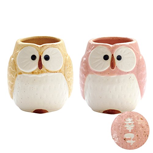 美濃焼 パステル ふくろう 湯のみ 夫婦ペア セット