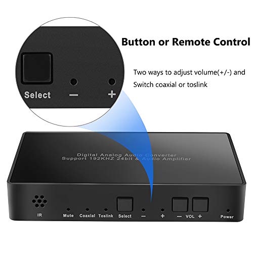 Convertidor digital a analógico 192KHz con mando a distancia para control de volumen RCA 6
