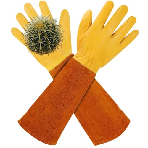 Guantes de jardinería de cuero largos para protección de poda y apicultura