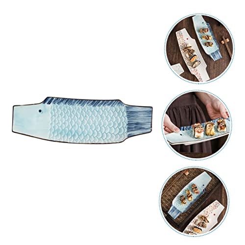 Plato decorativo de cerámica para sushi con forma de pez miniatura 3