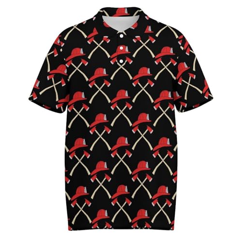 Fire Axe Firefighter Men's Polo Shirt Golf T-Shirts Tennis Tops Short Sleeve Quick Dry4