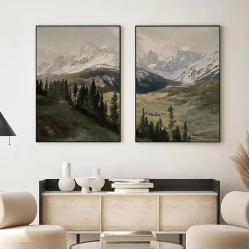 Affiche sur toile paysage naturel de montagne enneigée 35x50cm déco sans cadre