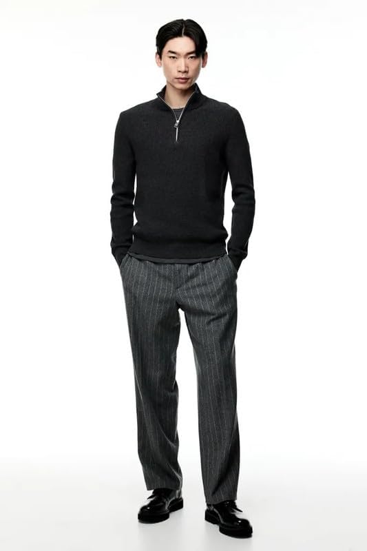 Image of Solid Half Zipper Long Sleeve Winter Wear Pull On Sweatshirt for Mens