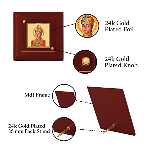 Image of DIVINITI Guru Harkrishan Ji 24K Gold Plated MDF Photo Frame|Premium Religious Table Top Frame for Home, Office & Prayer Room|Luxury Spiritual Gift Item for Housewarming, Festive Gifting|10 x 10 CM