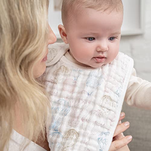 aden + anais 100% Cotton Muslin Snap Bib – Super Absorbent, Soft 3-Layer Baby Bib for Boys & Girls with Adjustable Snap-Closure for Teething, Eating, Drooling, 3-Pack, Above the Clouds3