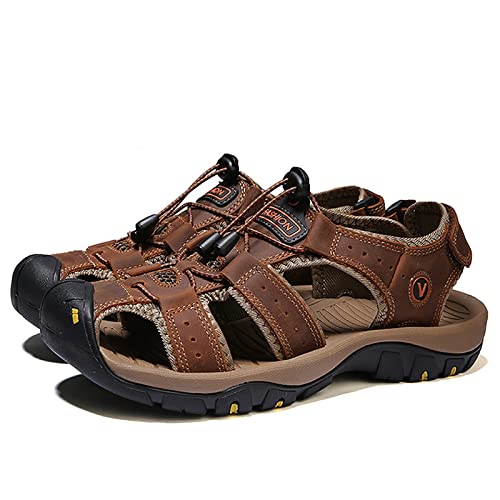 Sandálias de caminhada para homens, couro casual Laace Up cor sólida moda casual sapatos simples cor