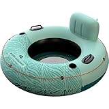 Retrospec Siesta Float 48' Inflatable River Tube | Heavy-Duty Water Float w/Backrest & Cup Holders | 300 lbs | Repair Kit | Pool, Lake & River