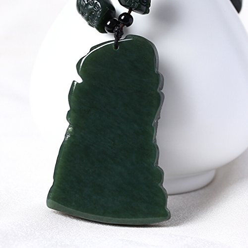 Pure Natural Hand Carved Qing Jade Dragon Necklace Pendant #TOP4