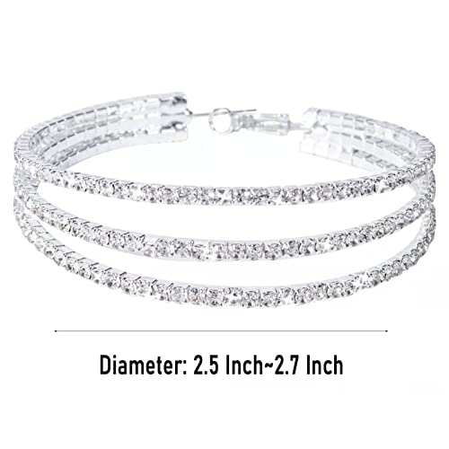 Multilayer Silver Large Rhinestone Hoop Earrings For Women Crystal Big Hoops Earrings Bridal Wedding Jewelry #TOP2