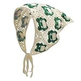 KABAKE Crochet Bandana Hair Scarf Y2k Aesthetic Accessories Knitted Head Kerchief Headband Headwrap (Frog)