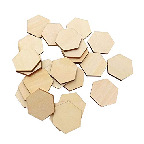 EXCEART 100 Pcs 30Mm Peças de Madeira Forma de Madeira Hexágono Formas de Recorte de Hexágono Inacab