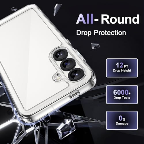 Image of Case for Samsung Galaxy S25 5G, Military Grade Drop Protection Phone Case, Yellowing Resistant, Anti-Scratch Hard PC Back, Shockproof Hard Ultra-Thin Protective Cover, Clear