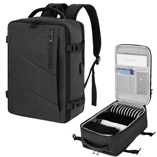 VOESLD Rucksack Herren Damen 55x40x20, Handgepäck Rucksack Dunkelgrau Laptop Wasserdicht, Reiserucksack. 44L