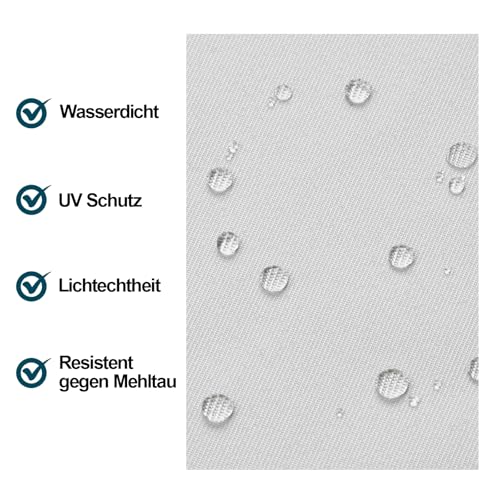 Clothink Outdoor Vorhang Wetterfest Mit Ösen Oben und Unten, Outdoorvorhänge Wasserdicht Outdoor Gardinen Windschutz Sonnenschutz für Balkon Pergola Terrasse (255x215cm, 1 Stück, Grau-Weiß)