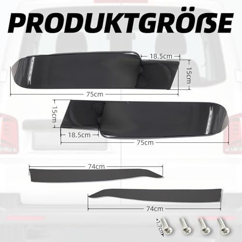 ANEELV Dachspoiler kompatibel mit den hinteren Doppelflügeltüren des Volkswagen Transporters T5, T5.1, T6 und T6.1 (glänzend schwarz)