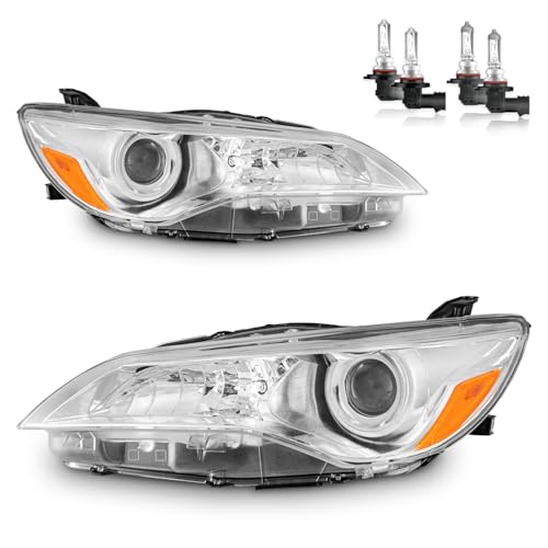 Vizotae Headlights Assembly for 2015-2017 Toyota Camry Only 4-Door Sedan Halogen Headlamp Replacement, High/Low Beam W/Bulbs, Driver & Passenger Side by Vizotae - Used condition - US$109.67