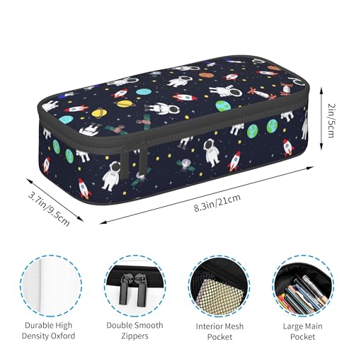 Image of Space Astronaut Pencil Case for Boys and Kids Cute Pen Box Pouch Large pencil bag with Double Zipper, Portable Pencil Pouch for School Office Supplies