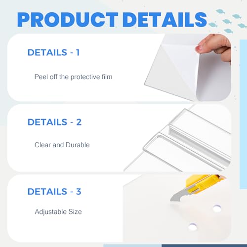 Image of Sieral Aquarium Polycarbonate Canopy Set 2 Pcs 22.95 x 11.5 x 0.12 Inch for 33 /40 /55 Fish Tank with Center Brace Aquariums Cover Fish Tank Lid with a Hook Knife, Breathable Hole and Handle, Clear