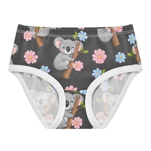Girls Underwear Toddler 2t Cotton Cute Panties Girl Animal Briefs Girls Undies Cute Cartoon Koalas Floral Black