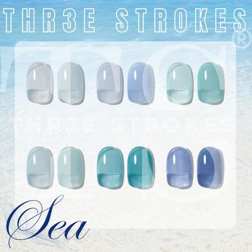 Image of THR3E STROKES Gel Nail Polish Set - 6 Colors Gel Polish Glitter Gel Polish Sparkle Nail Polish Gel Manicure DIY Salon Nail Art Gifts (SEA, 7.5ML)