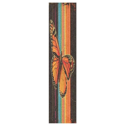 CEBUGI Orange Butterfly Skateboard Grip Tape 44x10in Waterproof Tear-Proof Longboard Grip Tape Bubble Free Non-Slip Scooter Grip Tape for Girls Boys