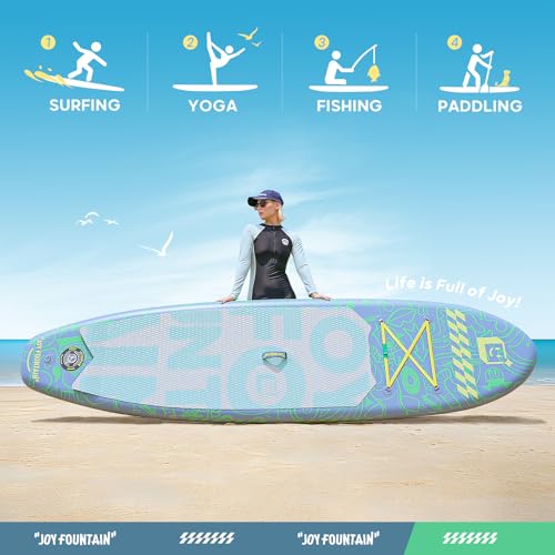 Image of Inflatable Paddle Board,10.8'x31.5 inchx6 inch Stand Up Paddle Boards,Premium SUP Board Paddle with Removable Fin, Floating Paddle, Hand Pump, Waterproof Bag for Adults & Youth