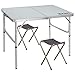 REDCAMP Folding Camping Table Adjustable, Portable Picnic Table with 2 Chairs, Aluminum White 35.4"x23.6"x15''/27.6"
