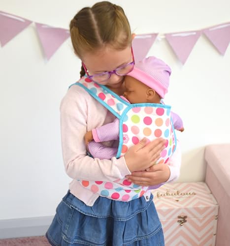 KOOKAMUNGA KIDS Baby Doll Carrier - Adjustable Straps to Fit All w/Comfort Padding - Works as a Front Doll Carrier & Doll Backpack Carrier - Soft Headrest - Ideal for Dolls Up to 18” - Pink Flower