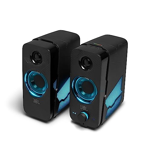 JBL Quantum Duo Speaker - Lautsprecher mit Gaming-Surround-Sound, Dolby Digital & Lichteffekten - Kompatibel mit PC & Konsole