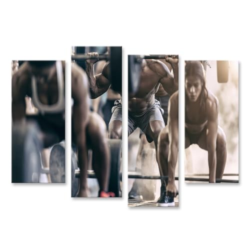 Tableau sur toile d'entraînement de force pour décoration murale fitness en 4 pièces