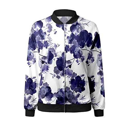 Chaqueta bomber para mujer estampada en 3D con cremallera frontal 4