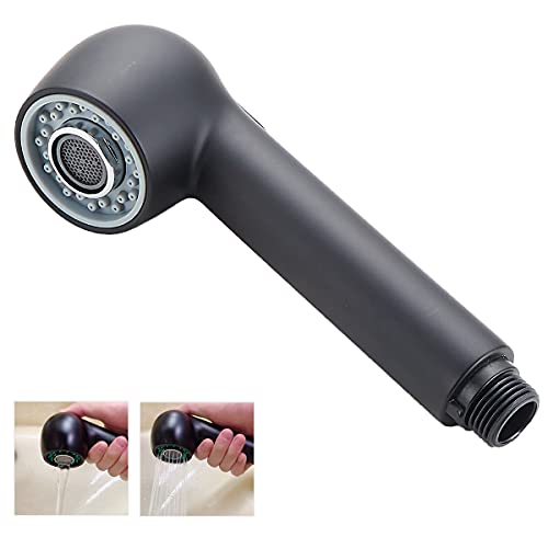 Gnimauhz Kitchen Sink Pull Down Faucet Head Replacement 2-Functions Pull Out Sprayer Head Brushed Nickel, (Black) - Image 3