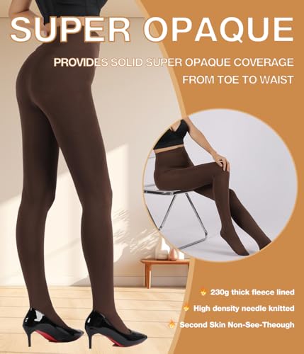Image of MERYLURE Winter Warm Fleece Lined Tights for Women, Opaque Thermal Pantyhose, High Waisted Control Top Leggings