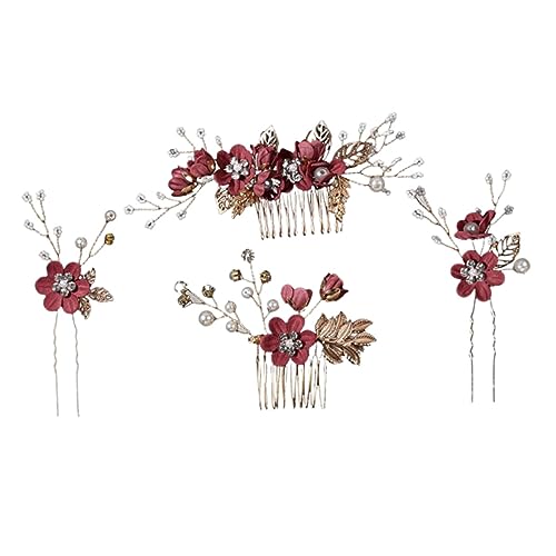 MUSISALY 1セット結婚式用 花飾り ヘアコーム ヘアピン 新婦用 ヘッドドレス