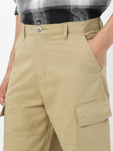 Image of Urbano Fashion Men's Loose Baggy Fit Solid Cargo Chino Trouser Pant with 6 Pockets Non-Stretchable