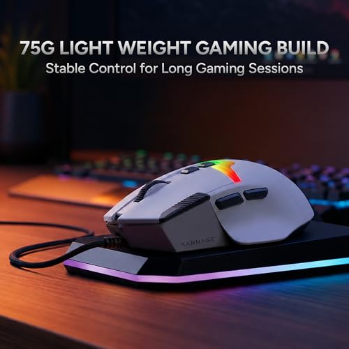 Image of KARNAGE by EVM Inferno Wired RGB Gaming Mouse | 12800 DPI | A-825 Sensor |8 Prog. Buttons | 1000Hz Polling Rate | 14 RGB Modes | Advanced Software | 75g Lightweight | PC /Mac | Black | 2 Years Warranty