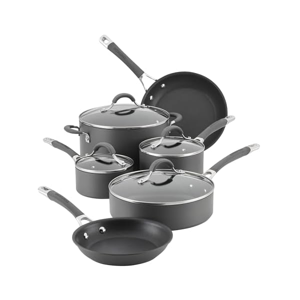 Circulon 83903 radiance hard anodized nonstick cookware pots and pans set 10 piece gray  urban country home decor