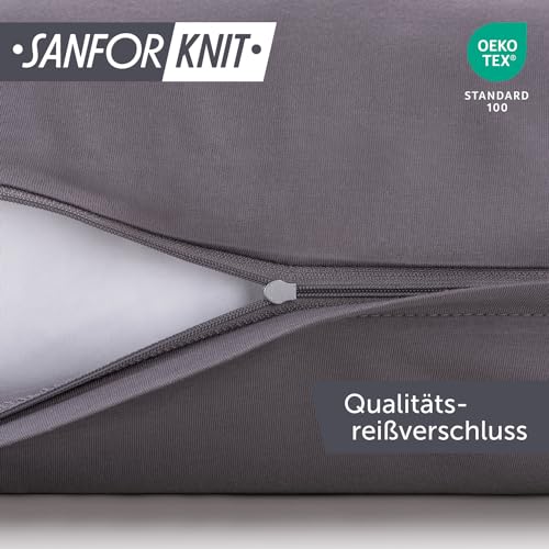 Blumtal Seitenschläferkissen Bezug 40 x 145 (2er Set Kissenbezüge) - Grau - 100% Baumwolle, Oeko-Tex Zertifiziert, Kissenbezug für Seitenschläferkissen, Kissenhülle mit Reißverschluss