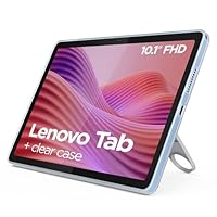 Lenovo Tab, Display 10.1″ FHD, Processore Mediatek Helio G85, RAM 4GB, Memoria 128GB, WiFi 6, Tablet Android 14, Clear Case incluso – Polar Blue