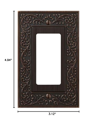 Image of Amerelle 43RVB English Garden Wallplate, 1 Rocker, Cast Metal, Aged Bronze, 1-Pack