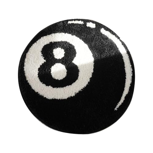 Tappeto rotondo con 8 palline, 60 cm, nero, rotondo, morbido, assorbente, antiscivolo, morbido, per camera da letto, soggiorno, design alla moda, lavabile, per camera da letto e soggiorno