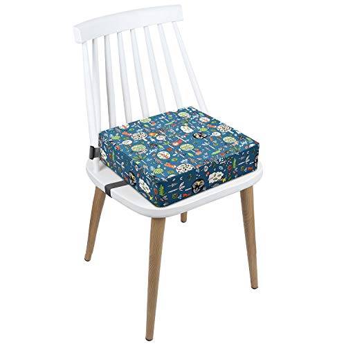 Image of Booster Seat for Kitchen Chair - Washable Toddler Booster for Dining Table, Portable Travel Increasing Cushion for Kid (Forest Green)