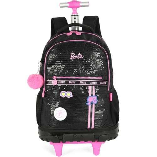 Mochila com Rodinha, Luxcel, Barbie, Preto, G, com Paetê